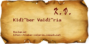 Kléber Valéria névjegykártya